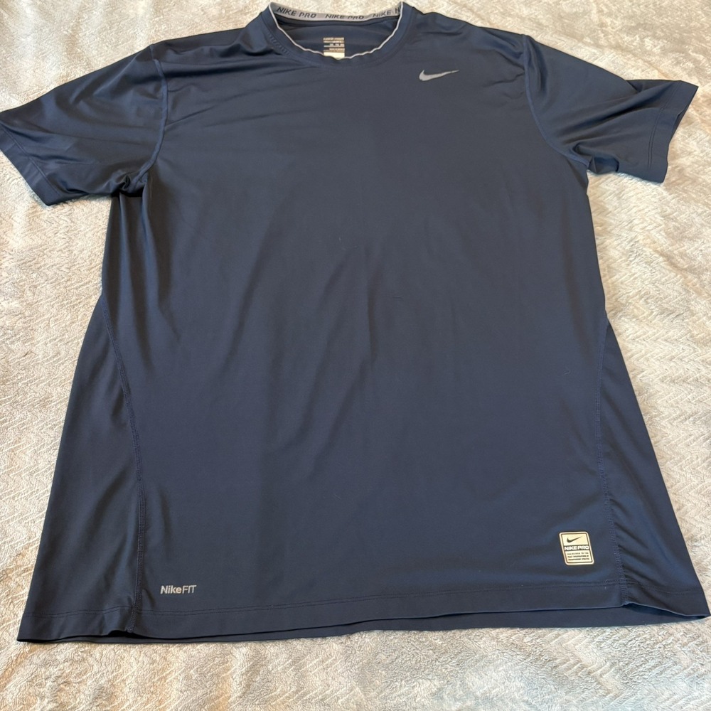 Nike Pro Fitted Shirt Mens XXL Blue Nike-FIT Compression Short Sleeve Athletic